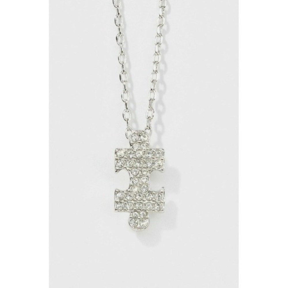 Touchstone Crystal by Swarovski Puzzle‎ Piece Silver Necklace